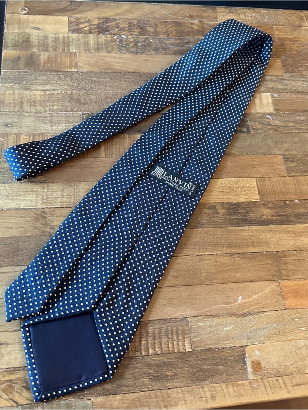 Lanvin Navy Polka Dot Men's Silk Tie
